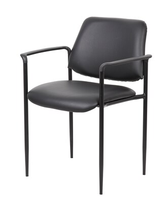 Boss Diamond Caressoft Square Back Vinyl Stacking Chair,  Black (B9503-CS)