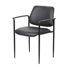 Boss Diamond Caressoft Square Back Vinyl Stacking Chair,  Black (B9503-CS)