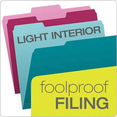 Pendaflex File Folder, 1-Tab, Assorted, Letter Size, Assorted Colors, 100/Box (02315)