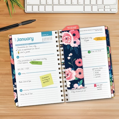 2027 Excello Brands 6 x 8 Weekly & Monthly Standard Planner, Paperboard Cover, Navy Floral (FSHN-CY27-58-84)