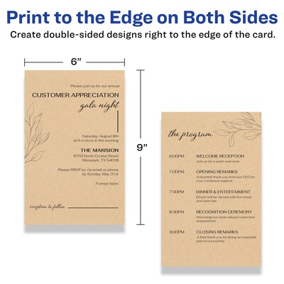 Avery Integrated Cards, 6" x 9", Matte Kraft Brown, 50/Box (95281)