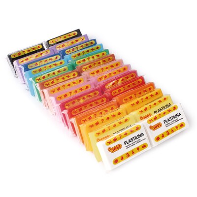 JOVI Plastilina Modeling Clay School Pack, 28 Bars, 4 Rollers, 15 Spatulas (JOVSB1)