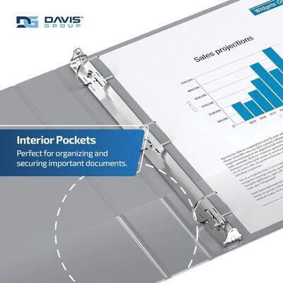 Davis Group Easyview Premium 4"Angle D Ring, Customizable, View Binder, Grey, 4/Pack (8406-07)