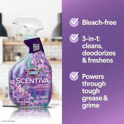 Clorox Scentiva Disinfecting Multi-Surface Cleaner Spray Bottle, Lavender and Jasmine, 32 fl. oz. (31387)