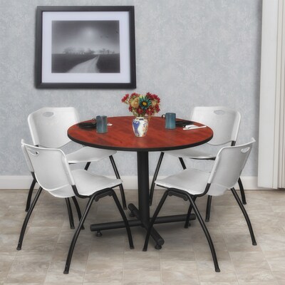 Regency 42-inch Round Laminate Table With 4 M Stacker Chairs, Gray (TKB42RNDCH47GY)