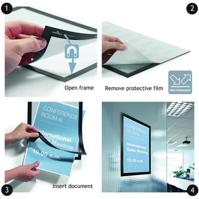 Durable Duraframe Sign Holder, 11" x 17", Wall Mounted, Gray/Silver, 2/Pack (476923)