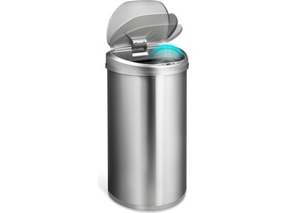 Nine Stars Stainless Steel Sensor Trash Can, 13.2-Gallon, Silver (DZT-50-29SL)