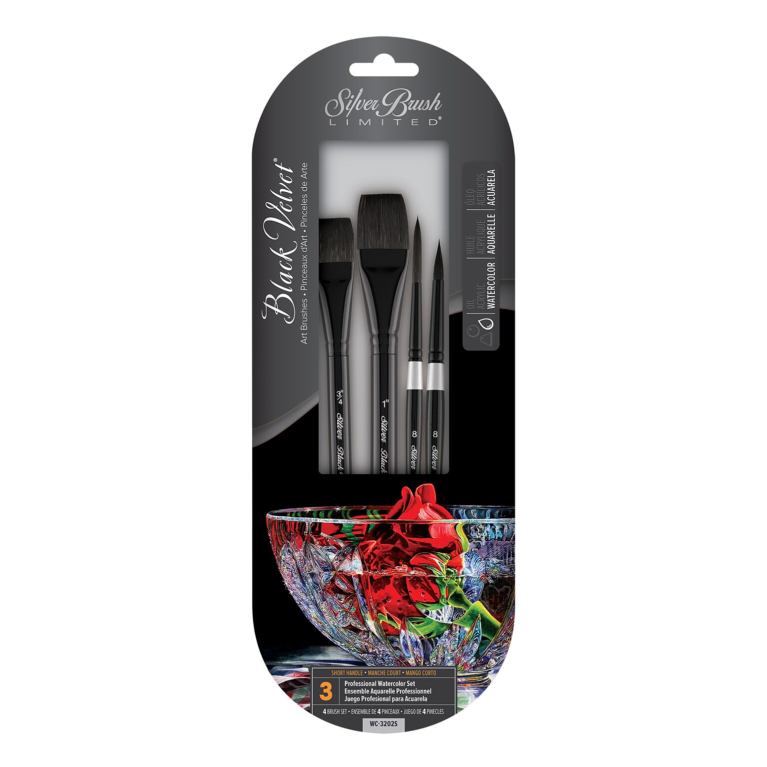 Silver Brush Black Velvet BEST Brush Pack, 4/Pack (SLVWC3202S)