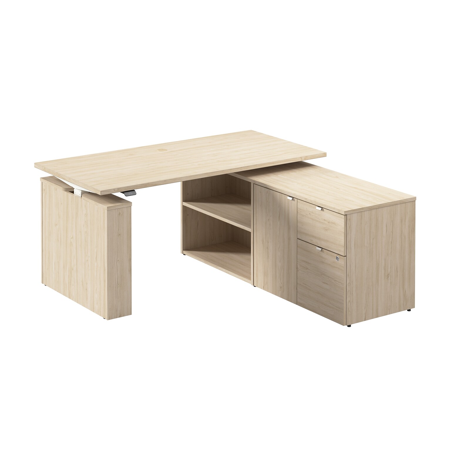 Bush Business Furniture Stratus 60W Electric Adjustable Standing Desk with Storage, Natural Elm (SUT019NE)