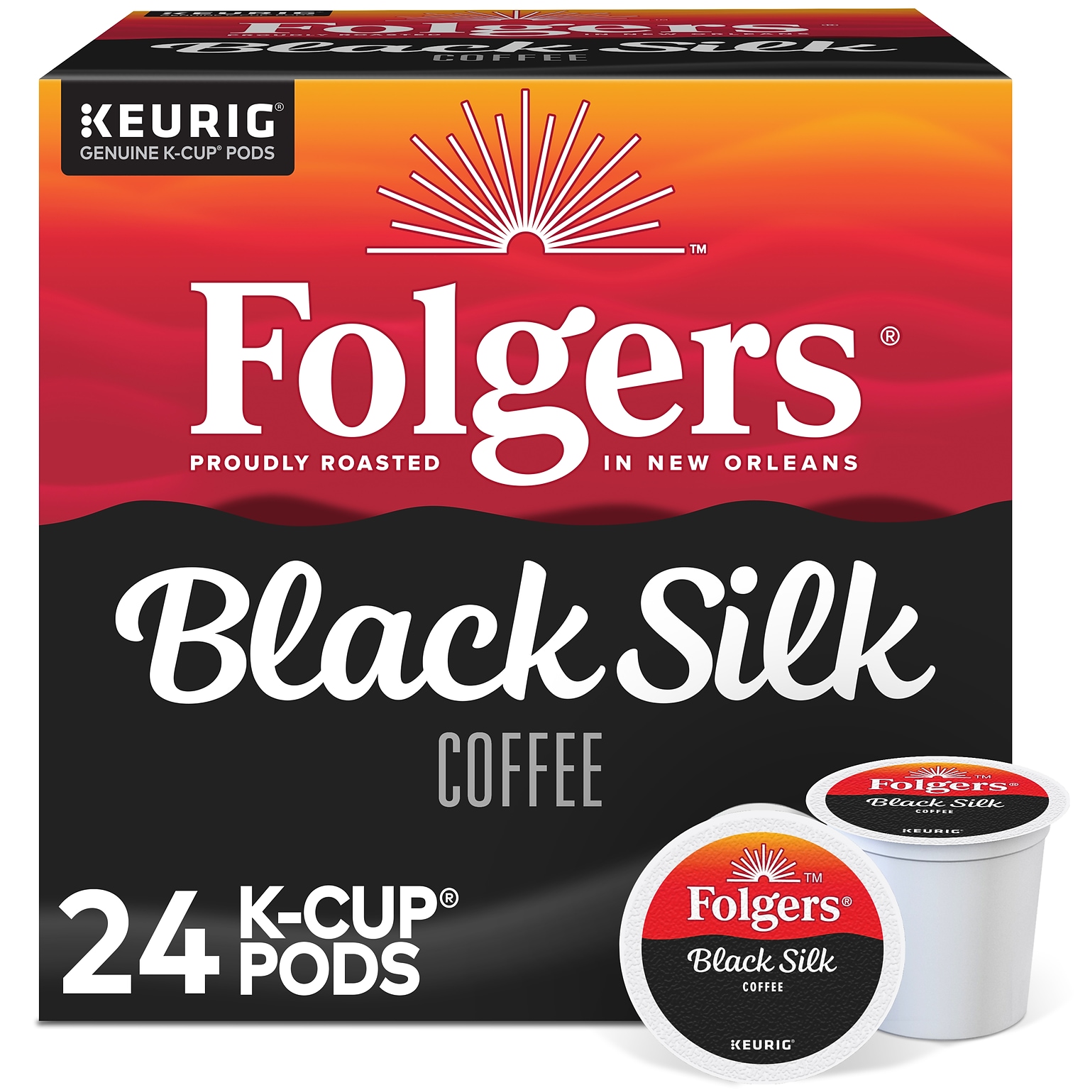 Folgers Black Silk Coffee Keurig® K-Cup® Pods, Dark Roast, 24/Box (6662)