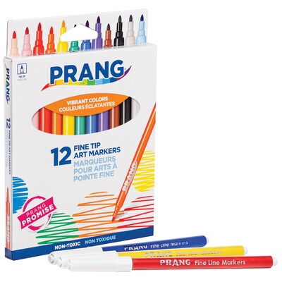 Prang Washable Water Based Markers, Fine Tip, Assorted Colors, 12/Pack (80714)