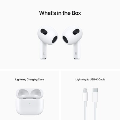 Apple AirPods (3rd Generation) Bluetooth Earbuds with Lightning Charging Case, White (MPNY3AM/A)