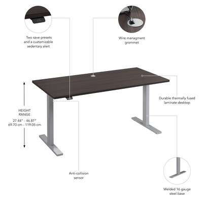 Bush Business Furniture Move 60 Series 60"W Electric Height Adjustable Standing Desk, Storm Gray (M6S6030SGSK)