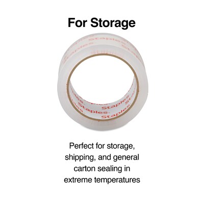 Staples® Lightweight Moving and Storage Packing Tape, 1.88" x 54.6 yds, Clear, 6/Pack (ST-A22-6)