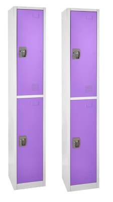 AdirOffice 72 2-Tier Key Lock Purple Steel Storage Locker, 2/Pack (629-202-PUR-2PK)