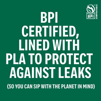 Perk™ Eco Compostable Paper Hot Cup, 10 Oz., White/Green, 500/Carton (PK56223CT)