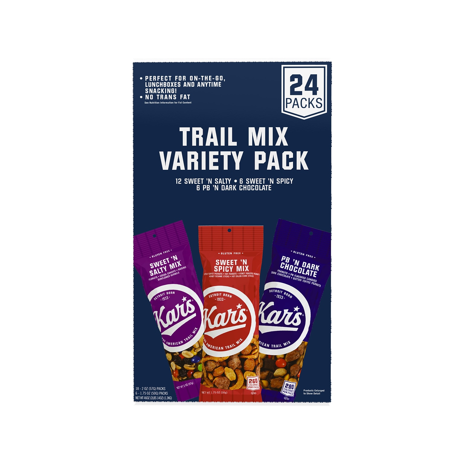 Kars Gluten-Free Nut Trail Mix Variety Pack, 46 oz., 24 Bags/Box (8362)