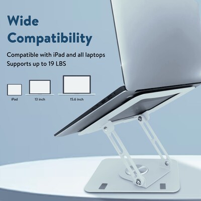Uncaged Ergonomics 10.2" x 10" Metal Swivel Laptop Stand 2.0, White (SLS-White)