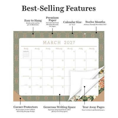 2027 TF Publishing Artisan Legacy 17" x 12" Monthly Desk or Wall Calendar, Multicolored (27-8502)