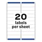 Avery Easy Peel Inkjet Address Labels, 1" x 4", White, 20 Labels/Sheet, 100 Sheets/Box (8461)