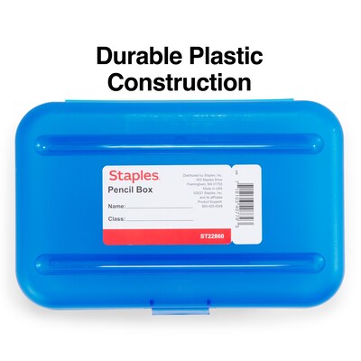 Staples® Translucent Pencil Boxes, Blue, 2 1/4H x 5 5/8W x 8 1/4L