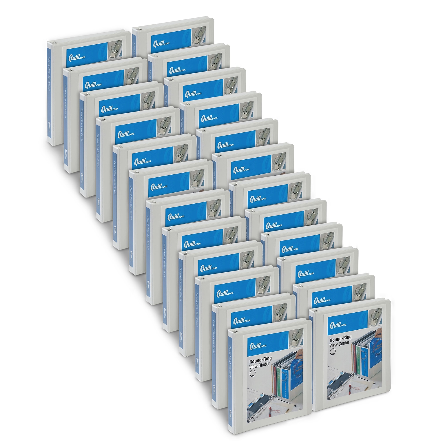 Quill Brand® Standard 1 3-Ring View Binder, 3-Ring, White, 24/Pack