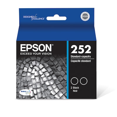 Epson T252 Black Standard Yield Ink Cartridge, 2/Pack