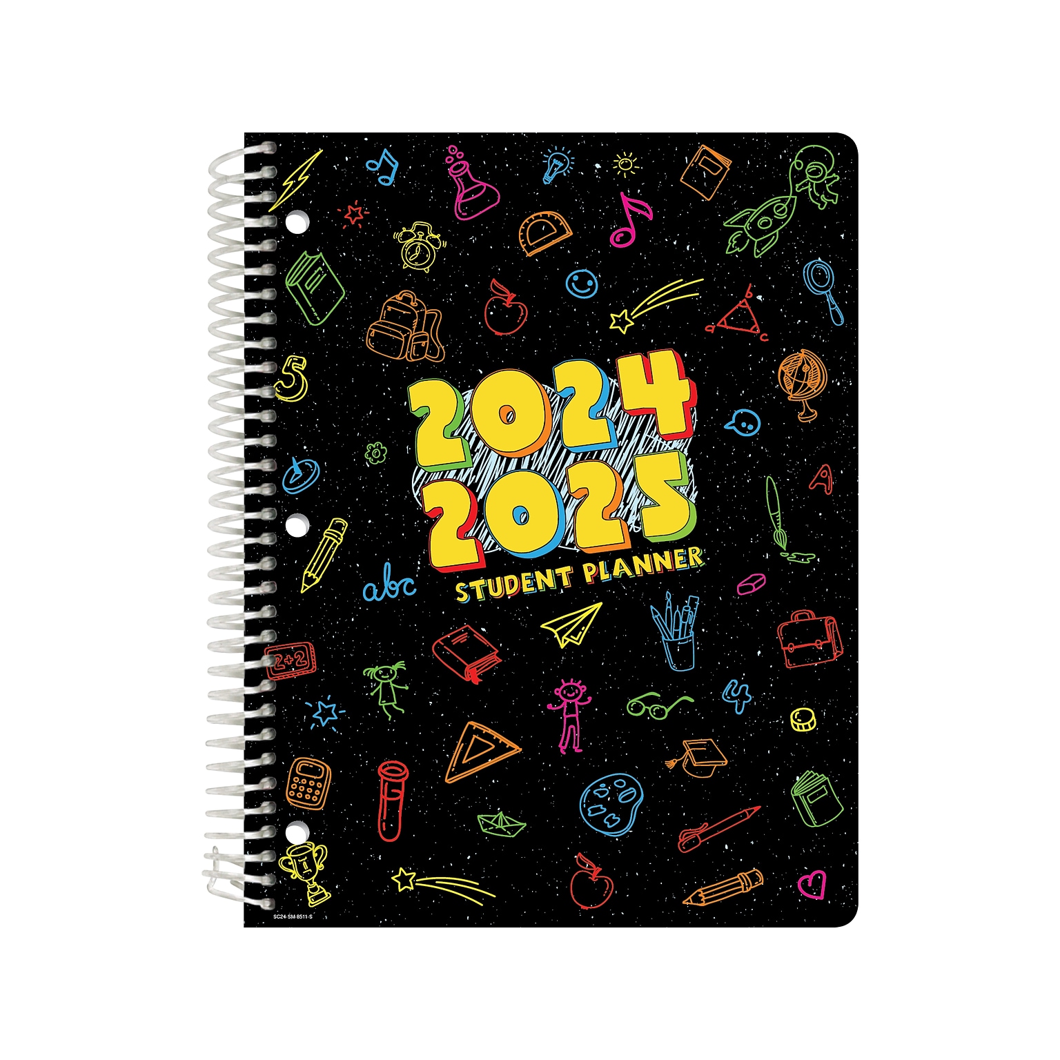 2024-2025 Global Printed Products Chalkboard Doodles 8.5 x 11 Academic Weekly & Monthly Student Planner, Paper Cover