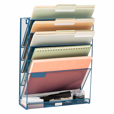 Mind Reader 5-Pocket Metal Mesh Mountable Wall File, Letter Size, Turquoise (MAGSTACK-TUR)