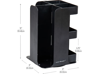 Mind Reader Plastic 8-Compartment Cup and Condiment Carousel Countertop Organizer, Black (CUPOSPIN-BLK)