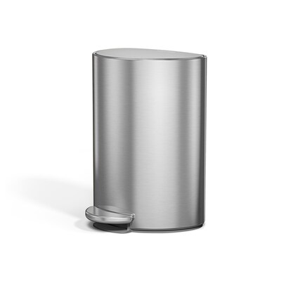 simplehuman 6L Semi-Round Can with Liner Pocket, Brushed Stainless Steel, Indoor Step Trash Can, 1.6 Gallons (CW2106)