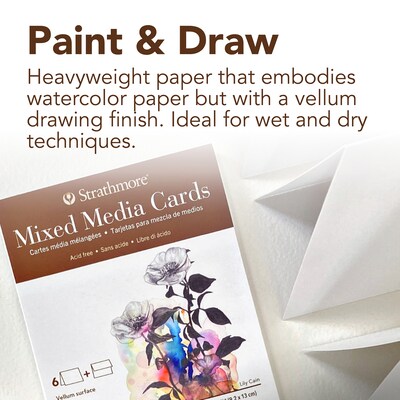 Strathmore 400 Series Mixed Media Cards & Envelopes, 4.875" x 3.5", White, 6/Pack, 3 Packs/Bundle (STTP20518-3)