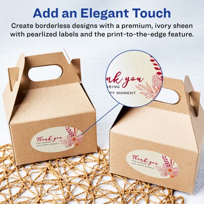 Avery Pearlized Ivory Oval Multipurpose Labels, 3 x 5, Ivory, 75/Pack (94052)