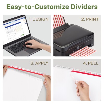 Avery Index Maker EcoFriendly Paper Dividers with Print & Apply Label Sheets, 8 Tabs, White, 5 Sets/Pack (11581)
