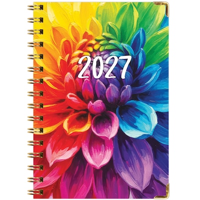 2027 Excello Brands 6" x 8" Weekly & Monthly Standard Planner, Paperboard Cover, Rainbow Petals (FSHN-CY27-58-41)