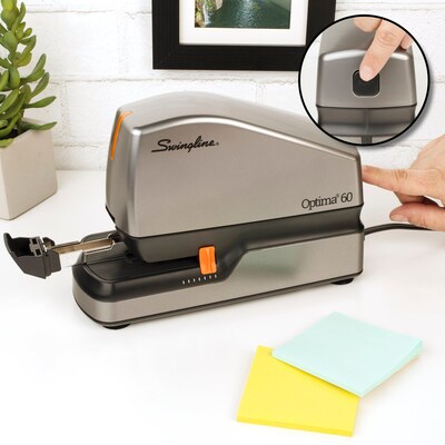 Swingline Optima 60 Electric Desktop Stapler, 60-Sheet Capacity, Staples Included, Gray/Silver (48210)