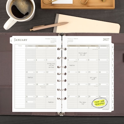 2027 AT-A-GLANCE 5.5" x 8.5" Monthly Planner Refill Pages, White/Brown (481-685Y-27)