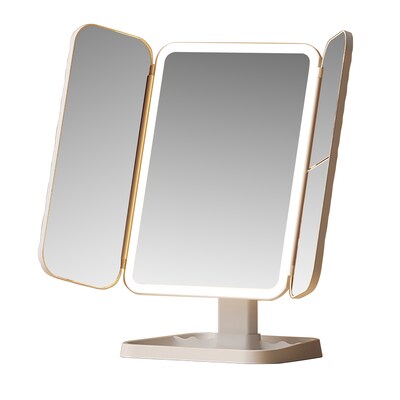 LAX Triple Vanity Miror with Lights, White