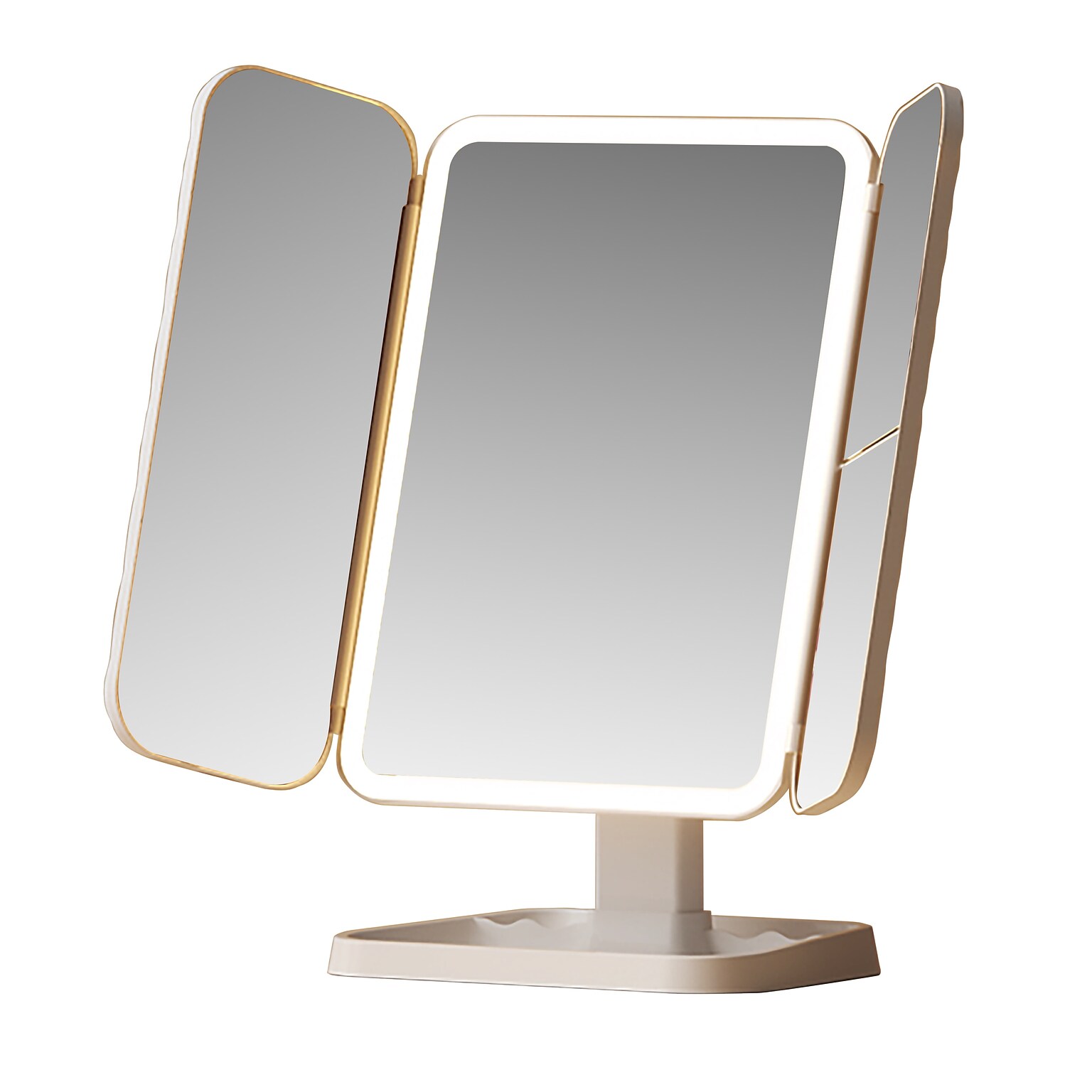 LAX Triple Vanity Miror with Lights, White