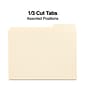 Quill Brand® File Folders, 1/3-Cut Assorted, Letter Size, Manila, 100/Box (740137)