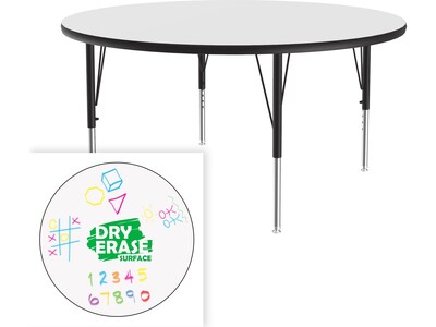 Correll 42 Round Activity Table, Height-Adjustable, Frosty White/Black (A42DE-RND-80)