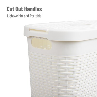 Mind Reader Plastic Laundry Hamper with Lid, White (40HAMP-WHT)