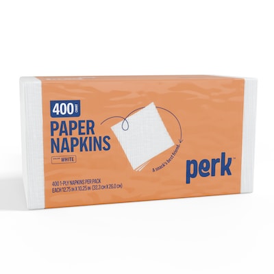 Perk™ Lunch Napkin, 1-ply, White, 400 Napkins/Pack (PK28584)