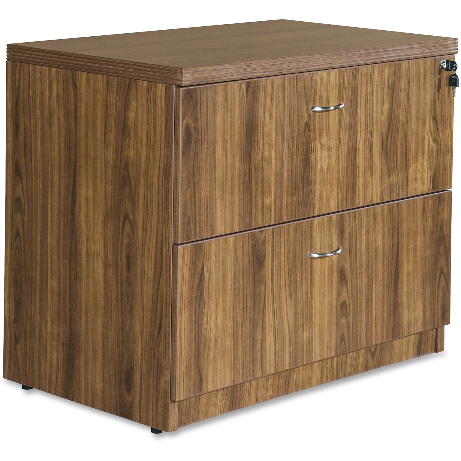 Lorell Chateau 2-Drawer Lateral File Cabinet, Letter/Legal Size, 30H x 36W x 22D, Walnut Laminate (LLR34313)