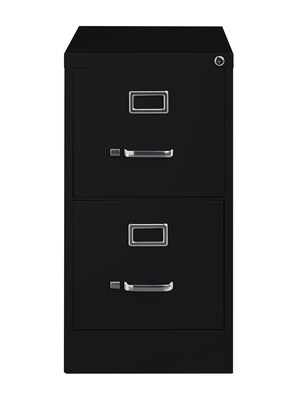 Hirsh Commercial 2-Drawer Vertical File Cabinet, Letter Size, Lockable, 28.375H x 15W x 26.5D, Black (14101)