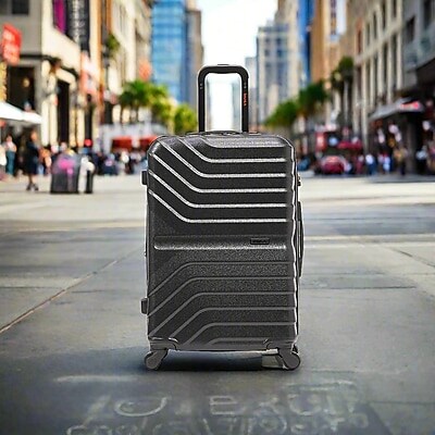 InUSA Aurum 24" Hardside Suitcase, 4-Wheeled Spinner, TSA Checkpoint Friendly, Black (IUAUR00M-BLK)