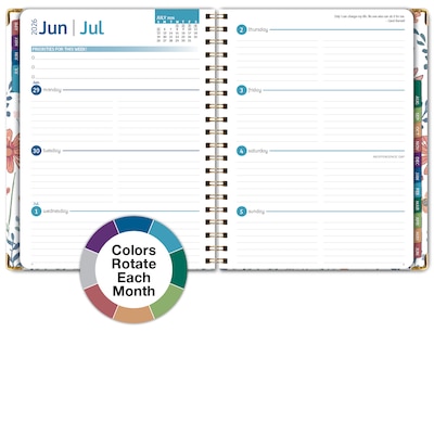 2026-2027 Excello Brands 8.5" x 11" Academic Weekly & Monthly Planner, Paperboard Cover, Colorful Botanicals (NAY27-8511FC-30)