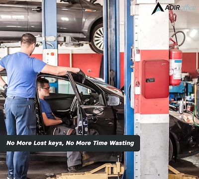 AdirOffice 48-Key Cabinet with Combination Lock and Key Tags, Red (682-48-RED-689-PKG)