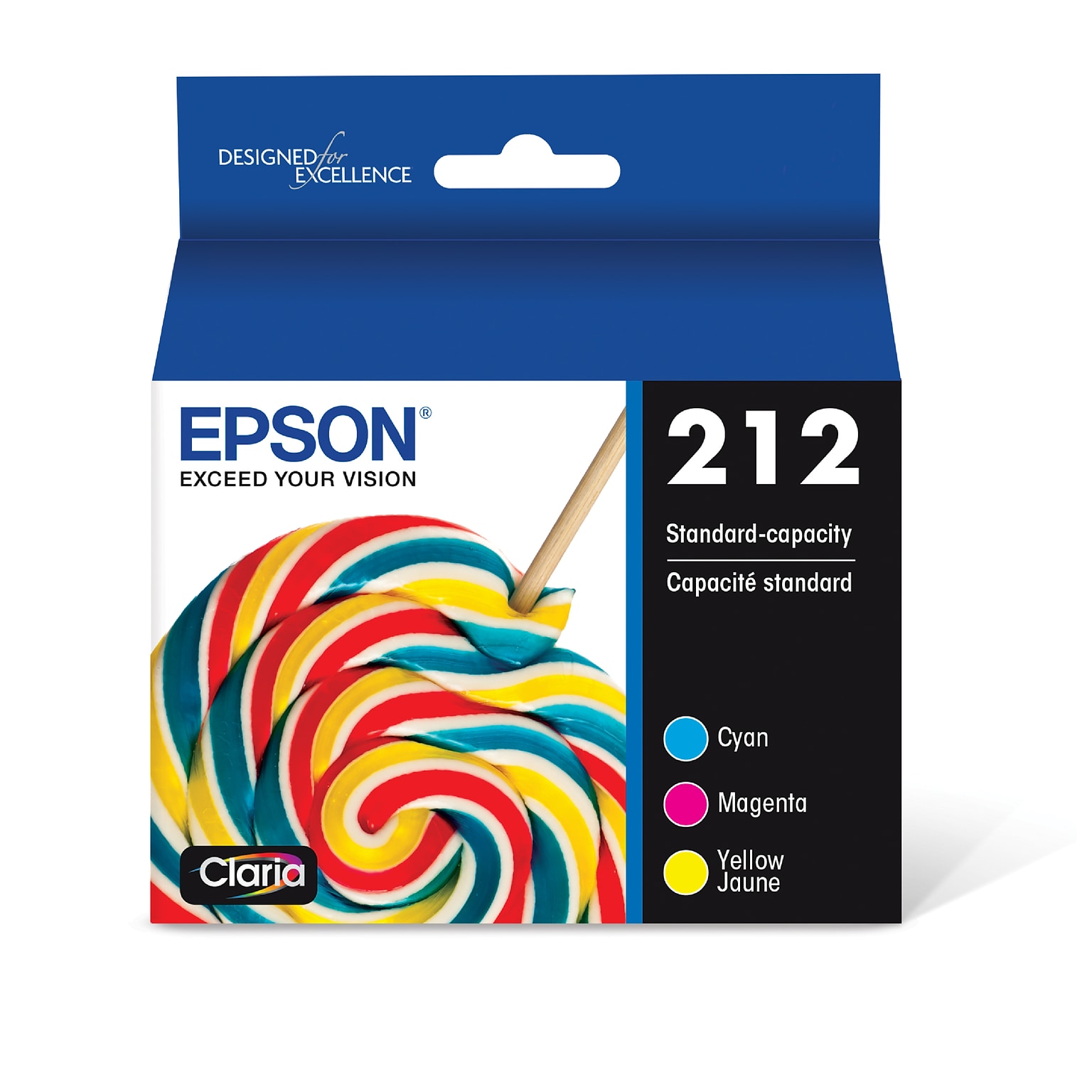 Epson T212 Cyan/Magenta/Yellow Standard Yield Ink Cartridge, 3/Pack (T212520-S)