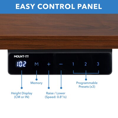 Mount-It! 55"W Electric Adjustable Standing Desk, Brown/White (MI-18062)